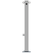 Stainless steel post | 70 x 70 mm | foldable, self-engaging lockto be fixed by plugs, with base plate 100 x 150 mmhot-dip galvanized | with triangular locking mechanism acc. with DIN 3223 | with 2 eyelets